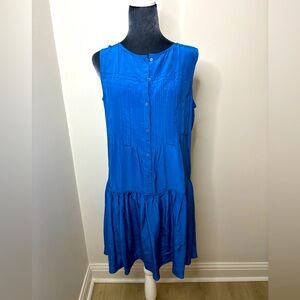 NWT San & Soni Blue Silk Sleeveless Dress Size L